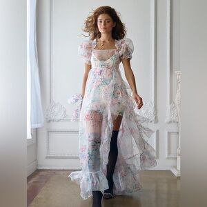 The Cotswolds Sheer Delight Ruffle Gown 1XL NWT